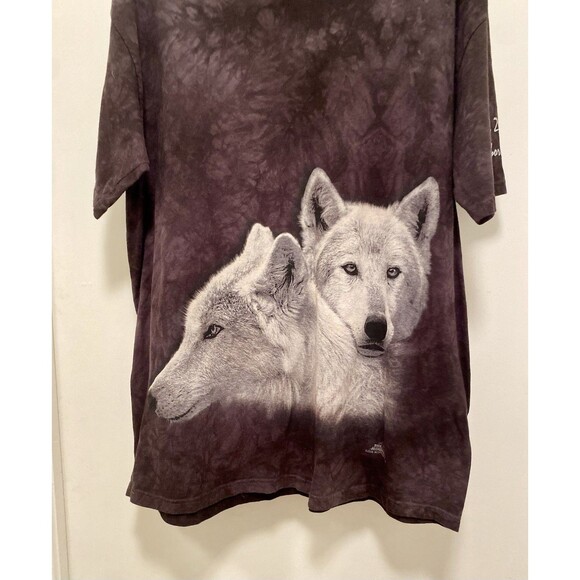 The Mountain Graphic Tee Size XL White Wolf Lookout Nature Black Tie Dye 2015 - Picture 2 of 7